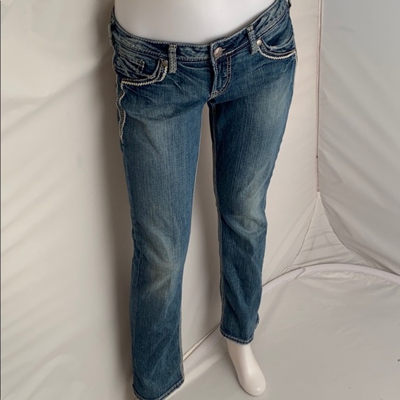 Silver Jeans Aiko Low Straight blue denim jeans 30 - Picture 2 of 14